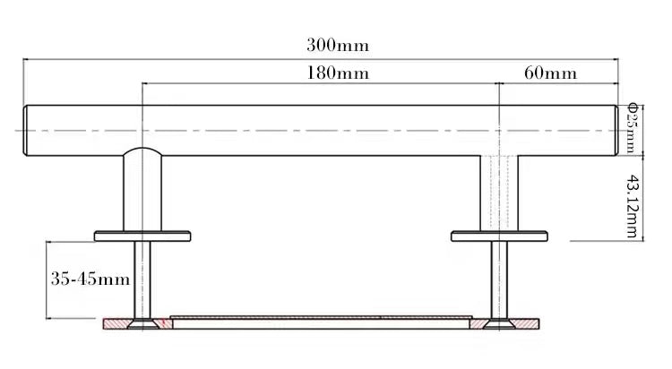 Barn Door Pull Handle With Flush Handle 300mm