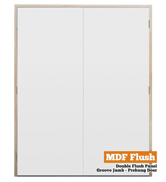 MDF Flush Panel Pine - Double - Groove Jamb - 90mm Stud