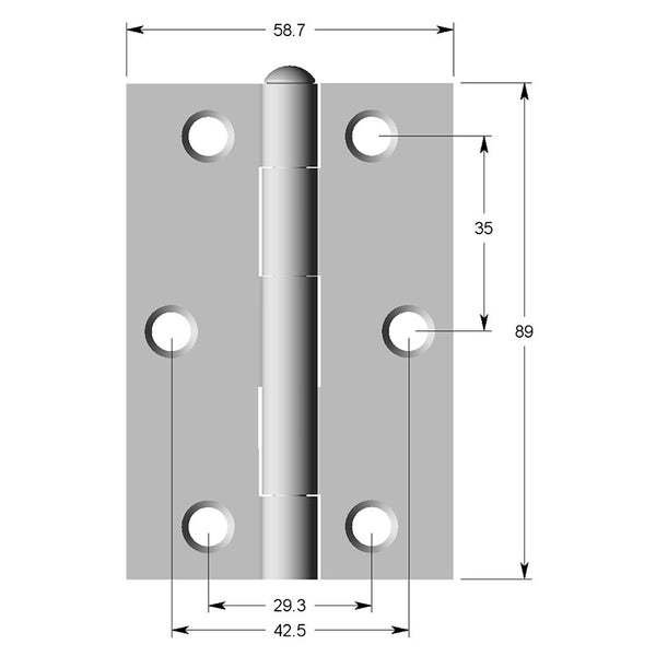 Hinge Steel 89x58x2mm Square Loose Steel Riveted Pin