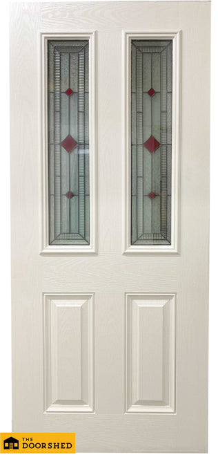 Fibreglass 4 Panel Red Leadlight Glass