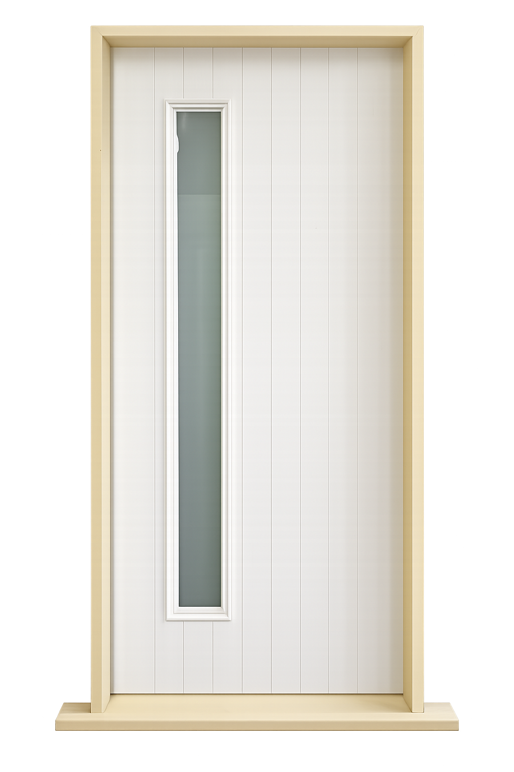 EXTERIOR PREHUNG FIBREGLASS VERTICAL 1  Lite GROOVE DOOR 1980MM HIGH X 910MM WIDE