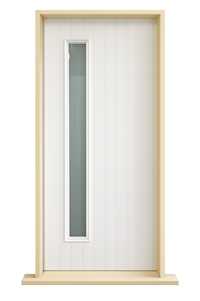 EXTERIOR PREHUNG FIBREGLASS VERTICAL 1  Lite GROOVE DOOR 1980MM HIGH X 910MM WIDE