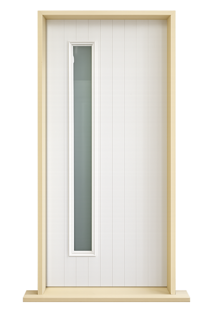 EXTERIOR PREHUNG FIBREGLASS VERTICAL 1  Lite GROOVE DOOR 1980MM HIGH X 910MM WIDE