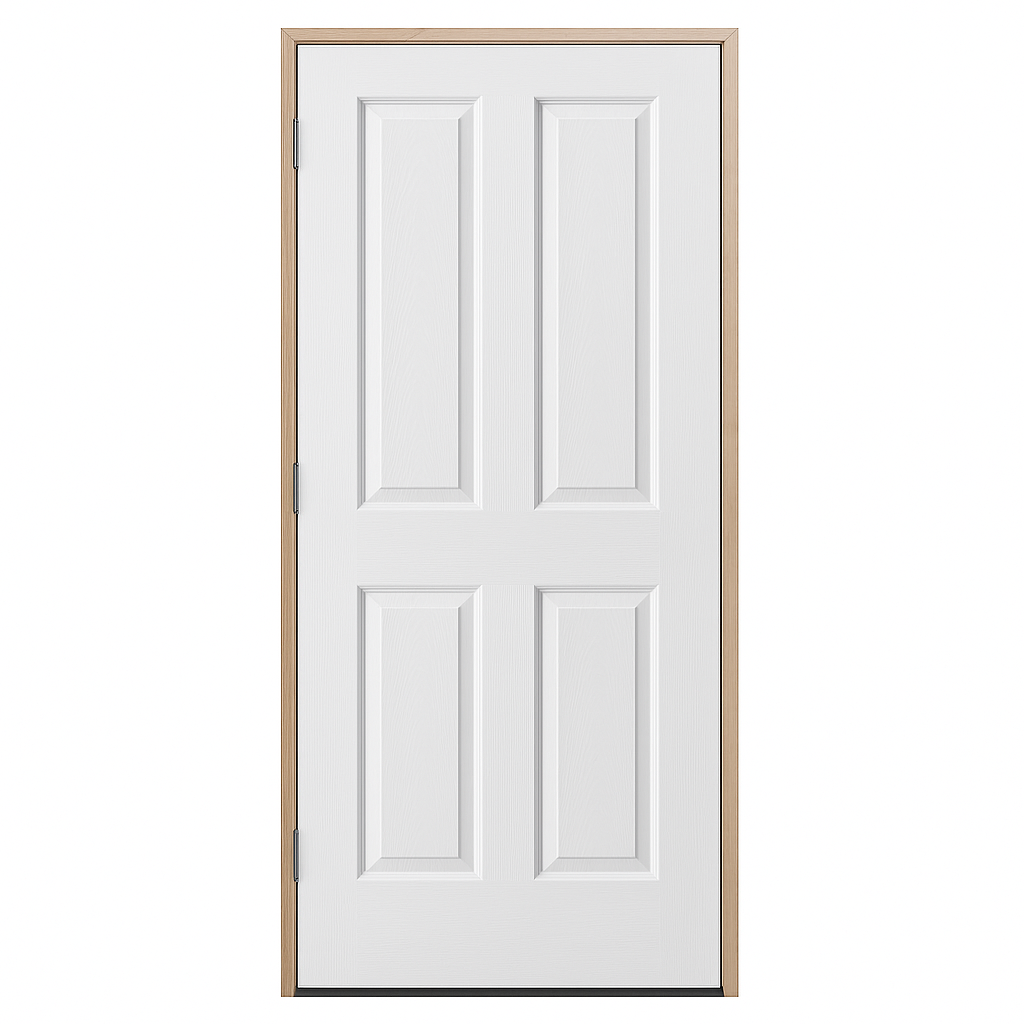 Oakfield 4 Panel Woodgrain - Pine Flat Jamb - 90mm Stud