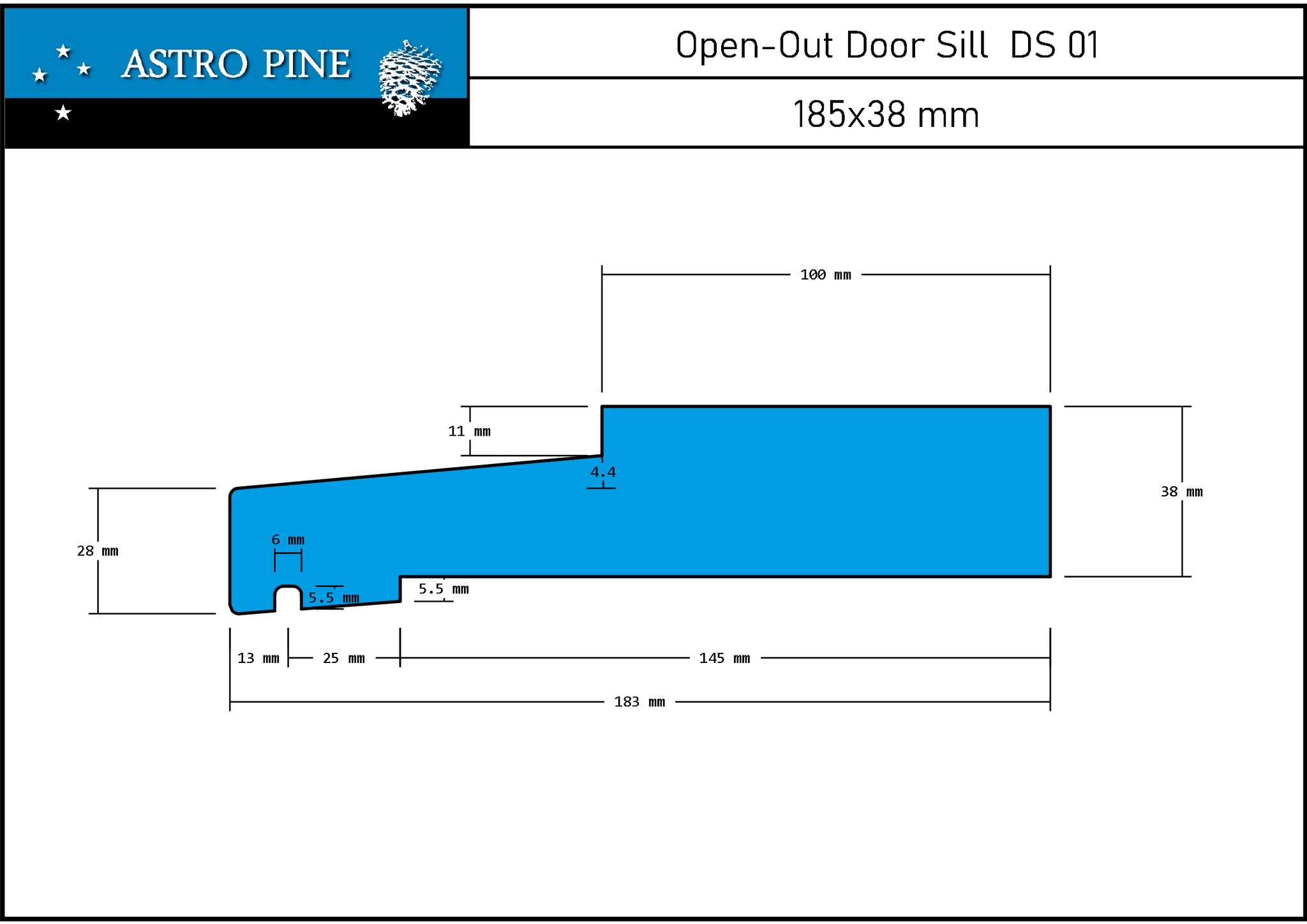 Exterior Open Out Sill – 185 x 38mm